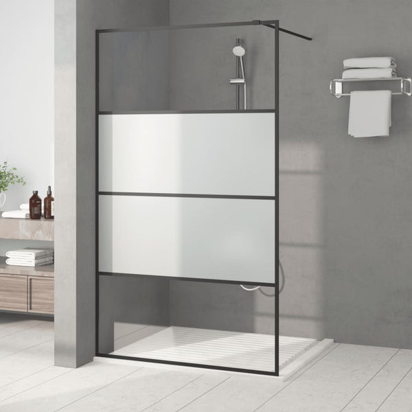 vidaXL Walk-in Shower Screen Black 115x195 cm Semi-Frosted ESG