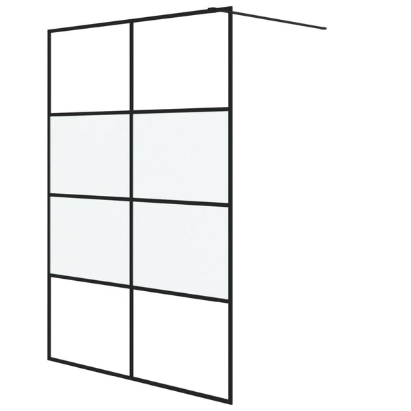 vidaXL Walk-in Shower Screen Black 140x195 cm Frosted ESG