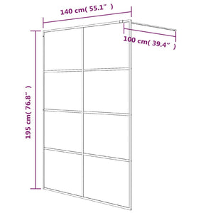vidaXL Walk-in Shower Screen Black 140x195 cm Frosted ESG