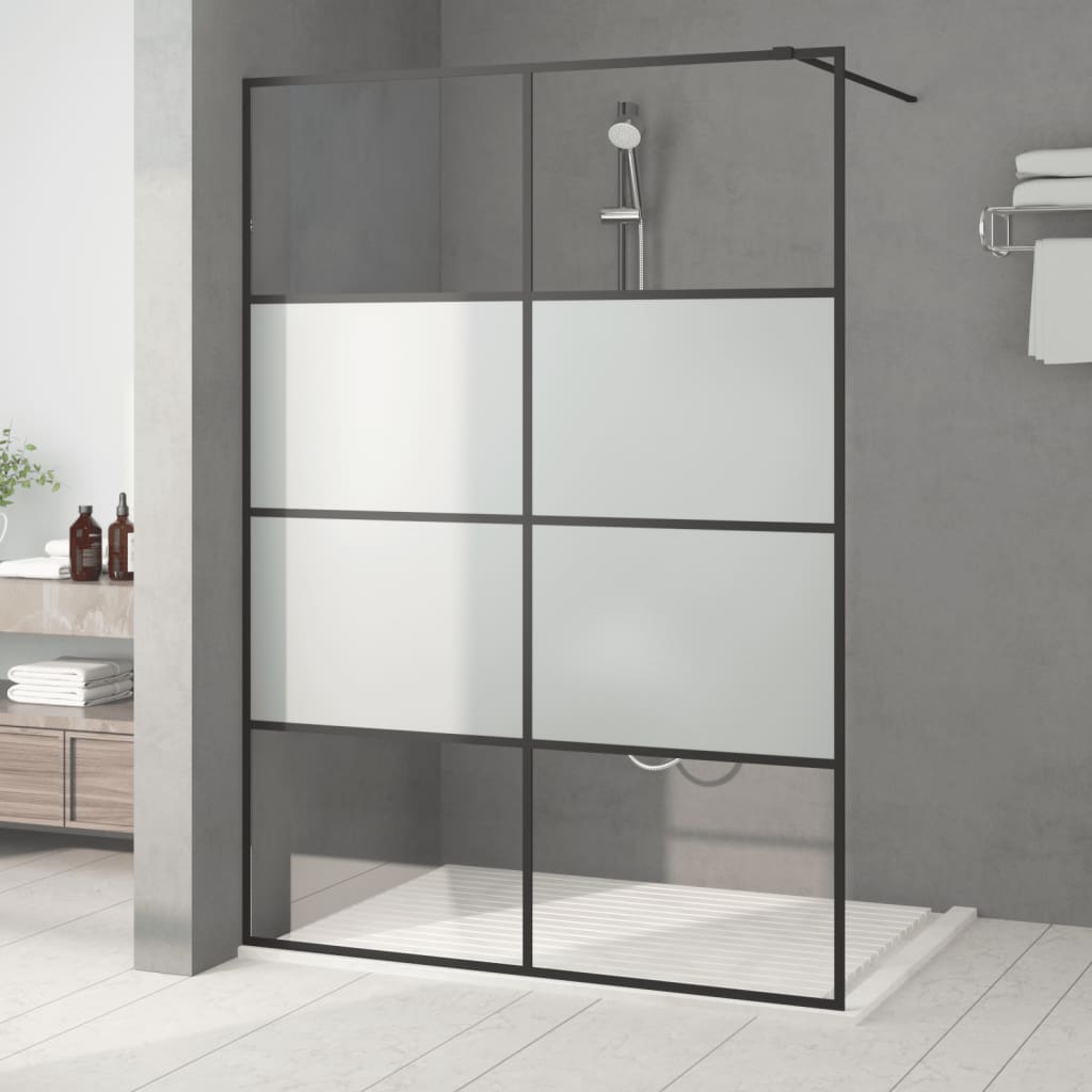 vidaXL Walk-in Shower Screen Black 140x195 cm Frosted ESG