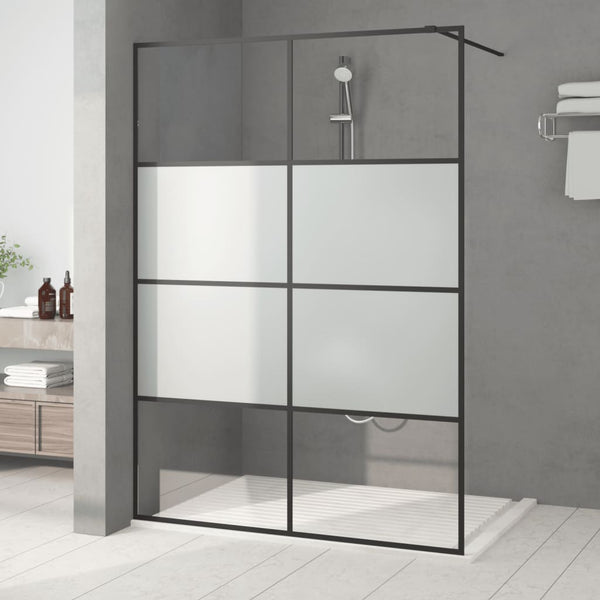 vidaXL Walk-in Shower Screen Black 140x195 cm Frosted ESG