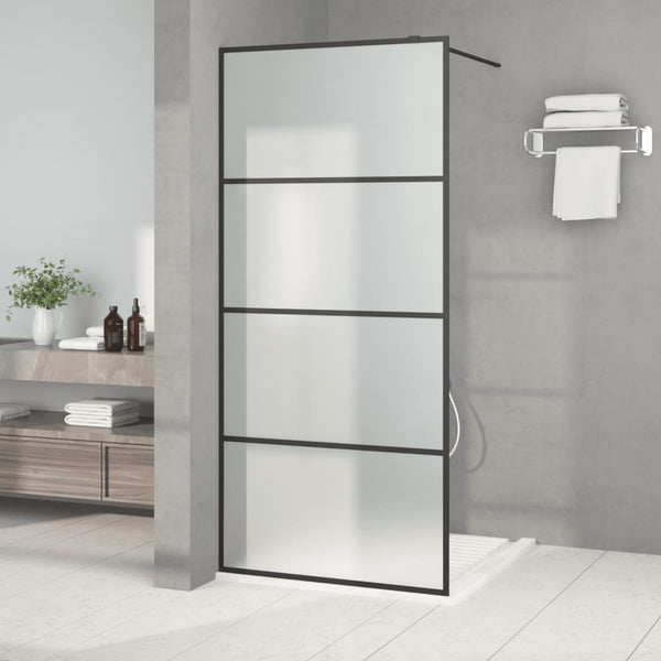vidaXL Walk-in Shower Screen Black 90x195cm Frosted ESG Glass