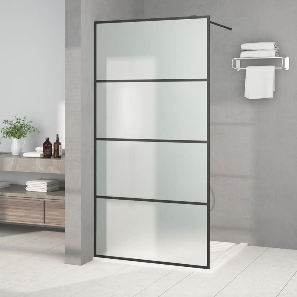 vidaXL Walk-In Shower Screen Black 100x195 cm Frosted ESG