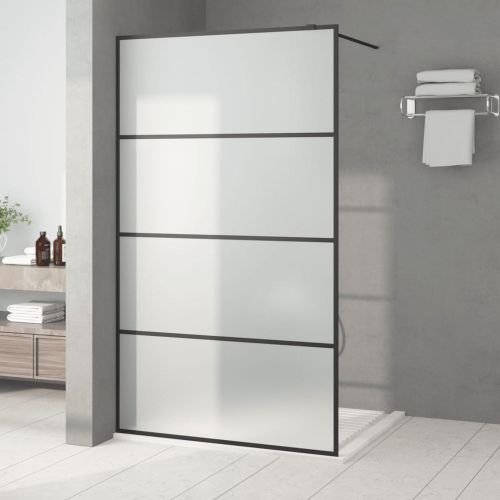 vidaXL Walk-in Shower Screen Black 115x195 cm Frosted ESG Glass