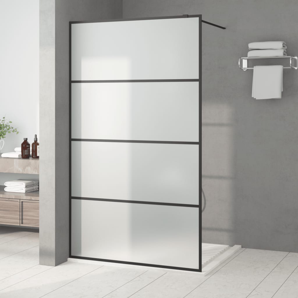 vidaXL Walk-in Shower Screen Black 115x195 cm Frosted ESG Glass