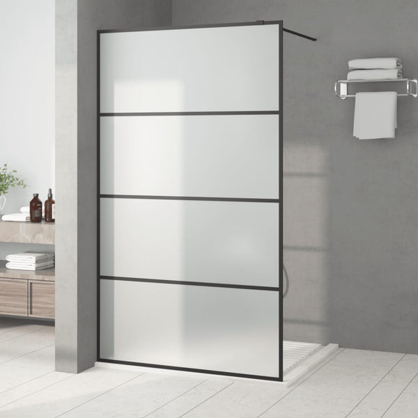vidaXL Walk-in Shower Screen Black 115x195 cm Frosted ESG Glass