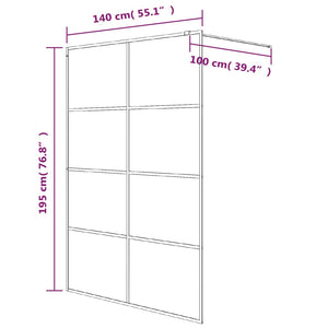 vidaXL Walk-In Shower Screen Black 140x195 cm Frosted ESG Glass