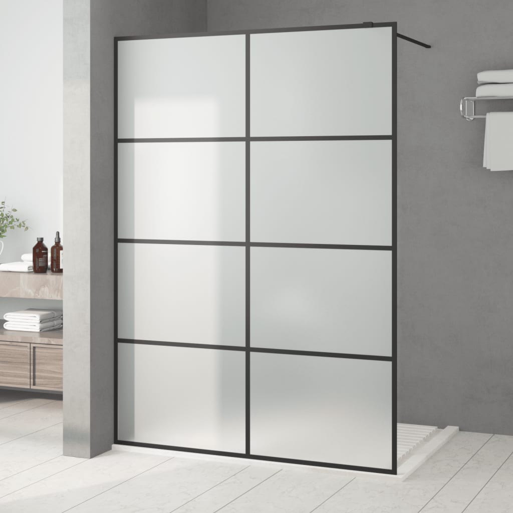 vidaXL Walk-In Shower Screen Black 140x195 cm Frosted ESG Glass