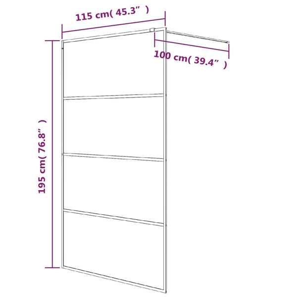vidaXL Walk-in Shower Screen Silver 115x195 cm ESG Clear Glass