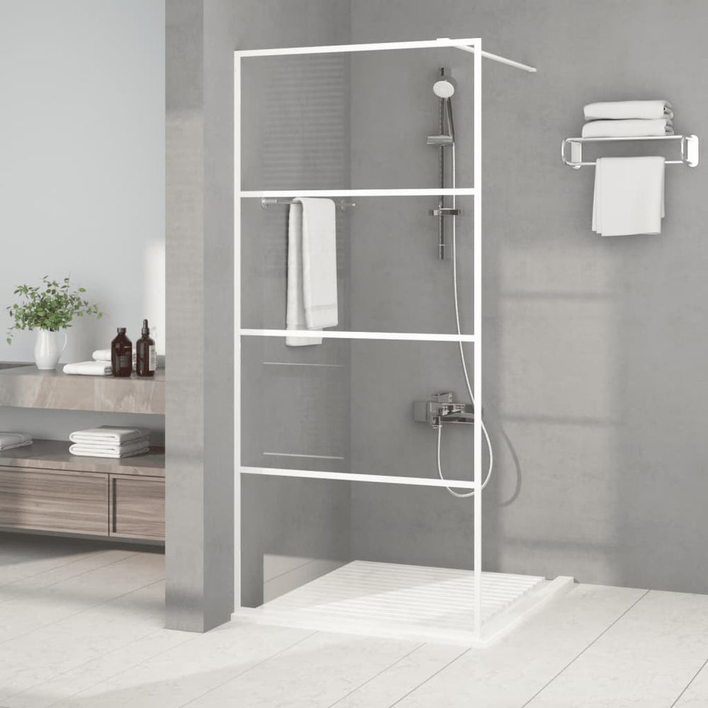 vidaXL Walk-in Shower Screen White 90x195 cm ESG Clear Glass