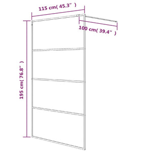 vidaXL Walk-in Shower Screen White 115x195 cm Tempered Clear Glass