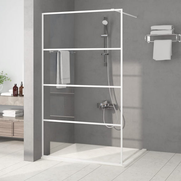 vidaXL Walk-in Shower Screen White 115x195 cm Tempered Clear Glass