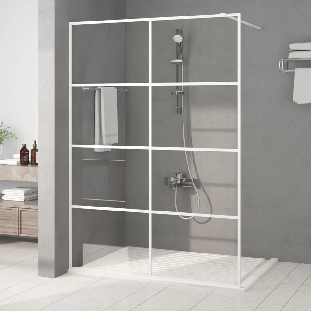 vidaXL Walk-in Shower Screen White 140x195 cm Tempered Clear Glass