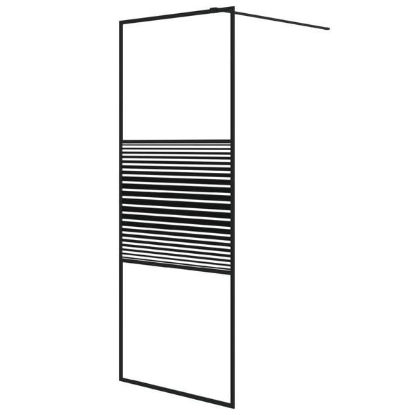 vidaXL Walk-in Shower Screen Black 80x195 cm ESG Safety Glass Clear