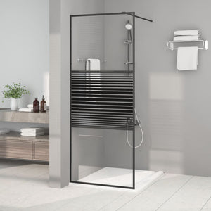 vidaXL Walk-in Shower Screen Black 80x195 cm ESG Safety Glass Clear
