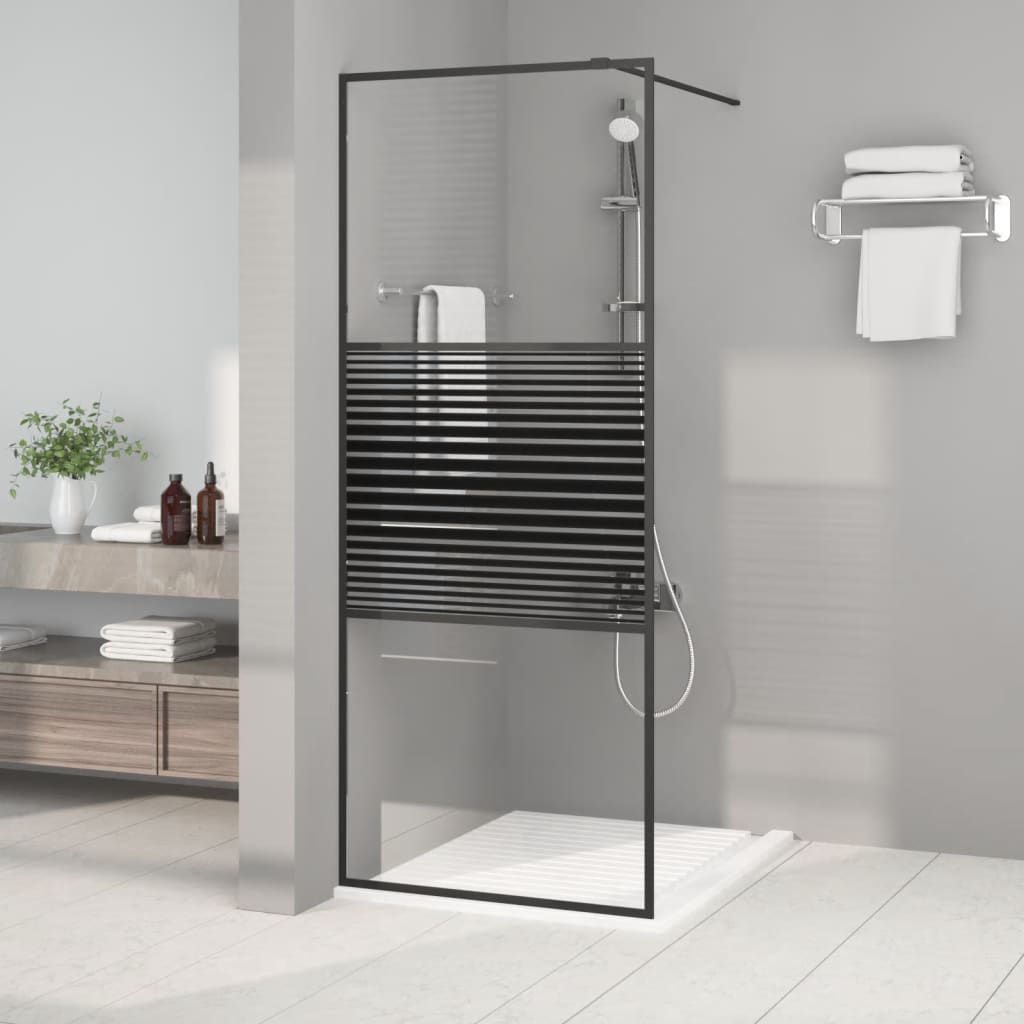 vidaXL Walk-in Shower Screen Black 80x195 cm ESG Safety Glass Clear