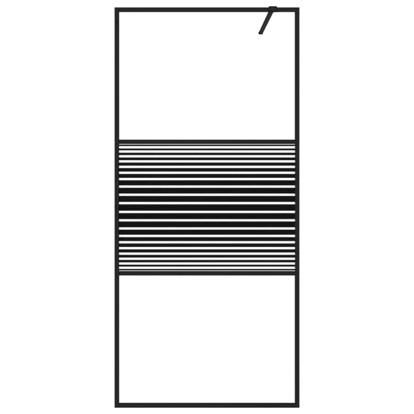 vidaXL Walk-in Shower Screen Black 90x195 cm ESG Safety Glass Clear