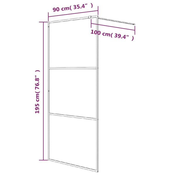 vidaXL Walk-in Shower Screen Black 90x195 cm ESG Safety Glass Clear