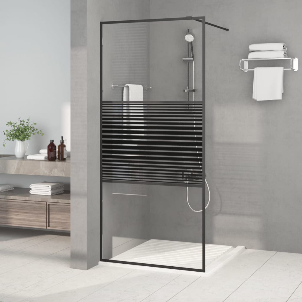 vidaXL Walk-in Shower Screen Black 90x195 cm ESG Safety Glass Clear