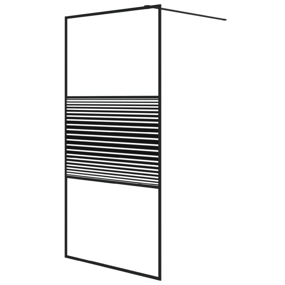 vidaXL Shower Screen for Walk-in Shower Black 100x195 cm Tempered Glass Clear