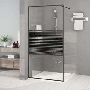 vidaXL Shower Screen for Walk-in Shower Black 100x195 cm Tempered Glass Clear