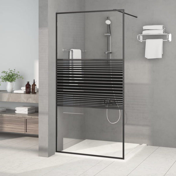 vidaXL Shower Screen for Walk-in Shower Black 100x195 cm Tempered Glass Clear