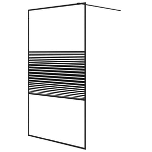 vidaXL Walk-in Shower Screen Black 115x195 cm Tempered Glass Clear