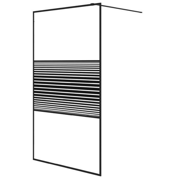 vidaXL Walk-in Shower Screen Black 115x195 cm Tempered Glass Clear