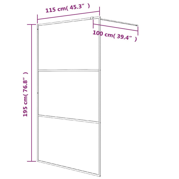 vidaXL Walk-in Shower Screen Black 115x195 cm Tempered Glass Clear