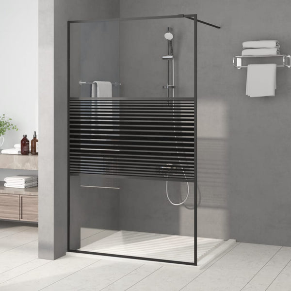 vidaXL Walk-in Shower Screen Black 115x195 cm Tempered Glass Clear