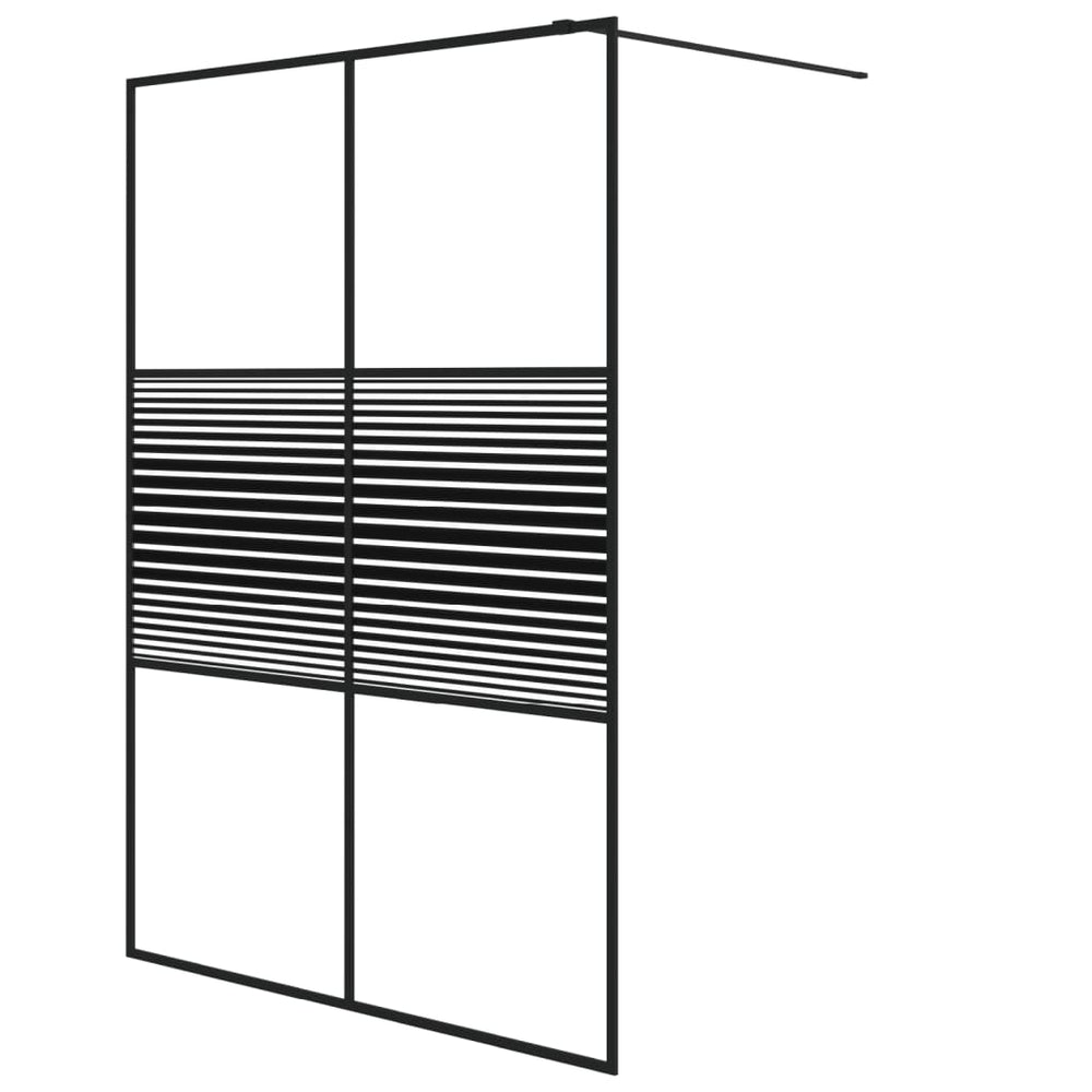 vidaXL Walk-in Shower Screen Black 140x195 cm Tempered Glass Clear