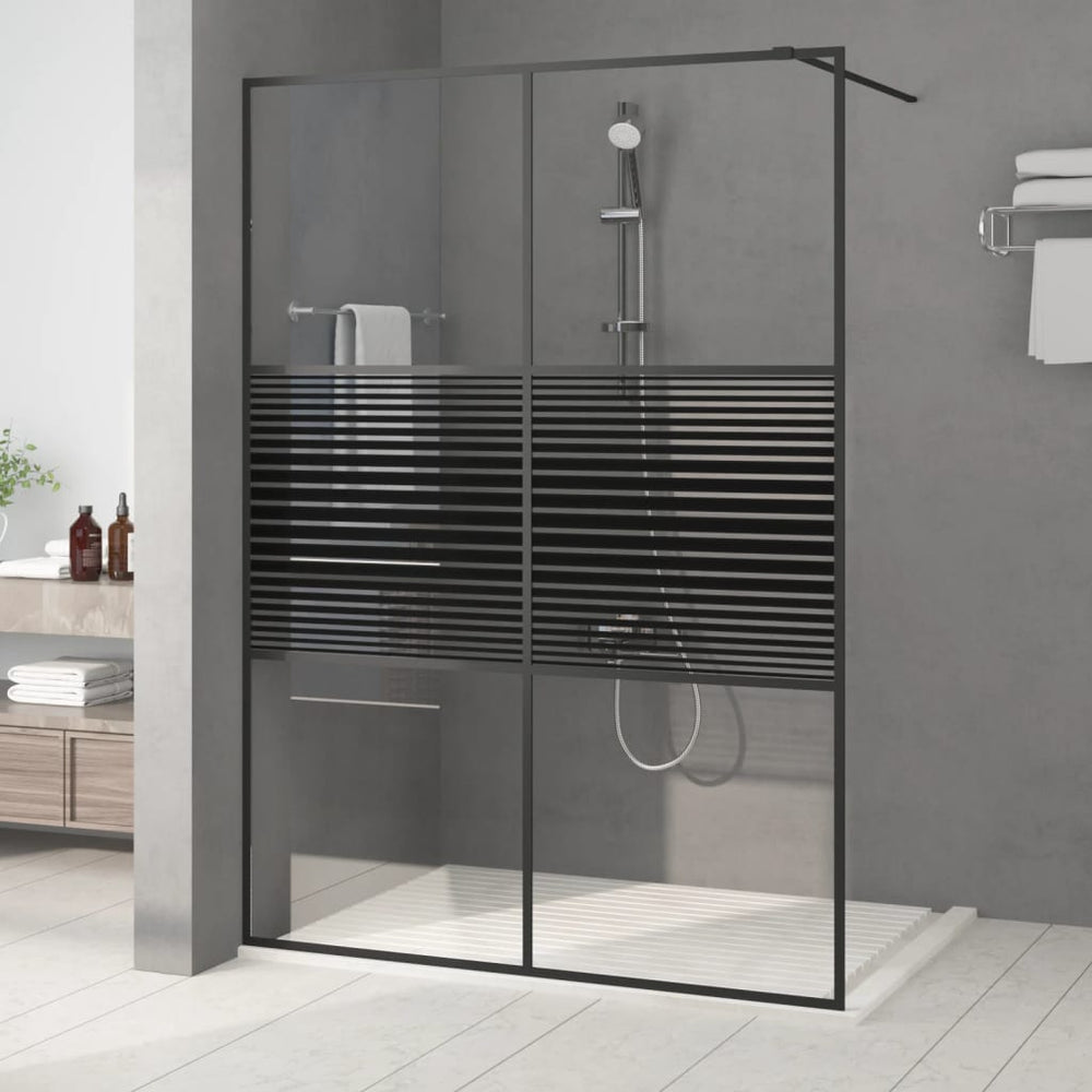 vidaXL Walk-in Shower Screen Black 140x195 cm Tempered Glass Clear