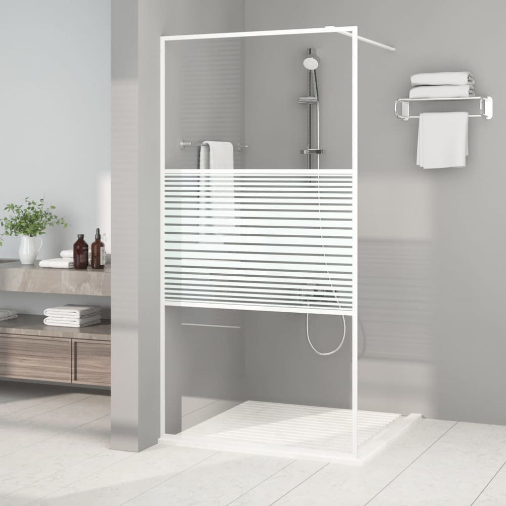 vidaXL Walk-in Shower Screen White 100x195 cm Tempered Clear Glass