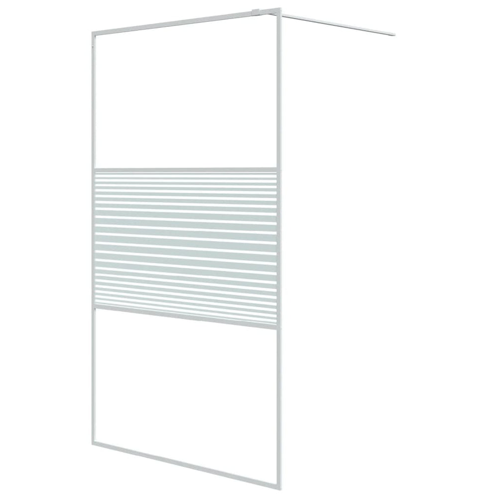 vidaXL Walk-in Shower Screen White 115x195 cm Tempered Clear Glass