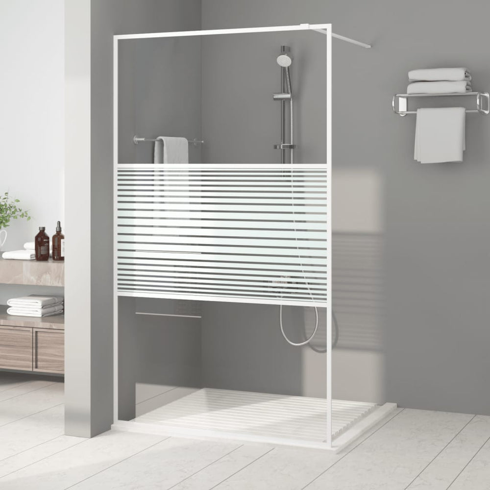 vidaXL Walk-in Shower Screen White 115x195 cm Tempered Clear Glass