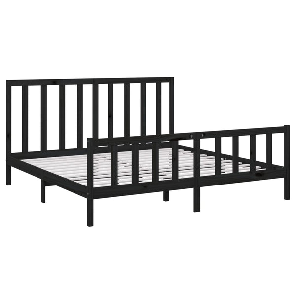 vidaXL Solid Wood Bed Black Pine 180x200 cm