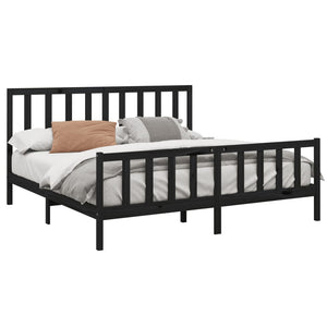 vidaXL Solid Wood Bed Black Pine 200x200 cm