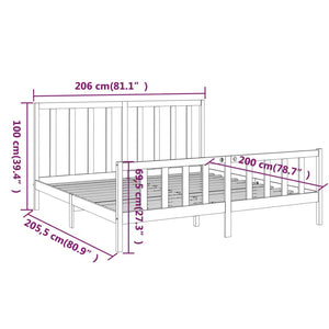 vidaXL Solid Wood Bed Black Pine 200x200 cm