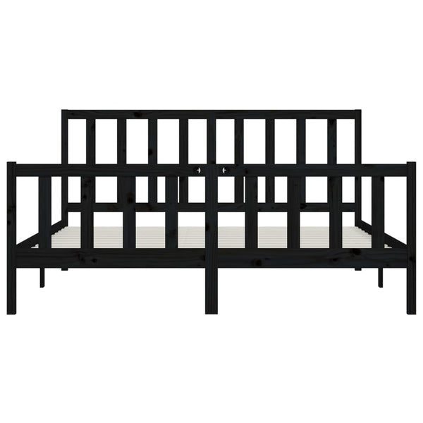 vidaXL Solid Wood Bed Black 180x200 cm
