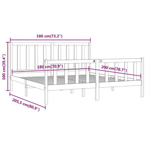 vidaXL Solid Wood Bed Black 180x200 cm
