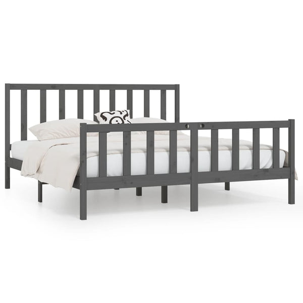 vidaXL Solid Wood Bed Grey 200x200 cm