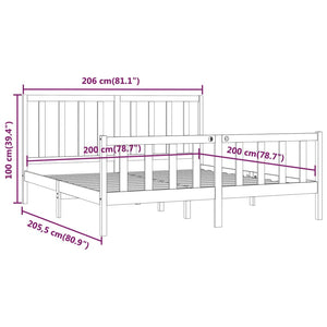 vidaXL Solid Wood Bed Grey 200x200 cm