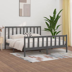vidaXL Solid Wood Bed Grey 200x200 cm