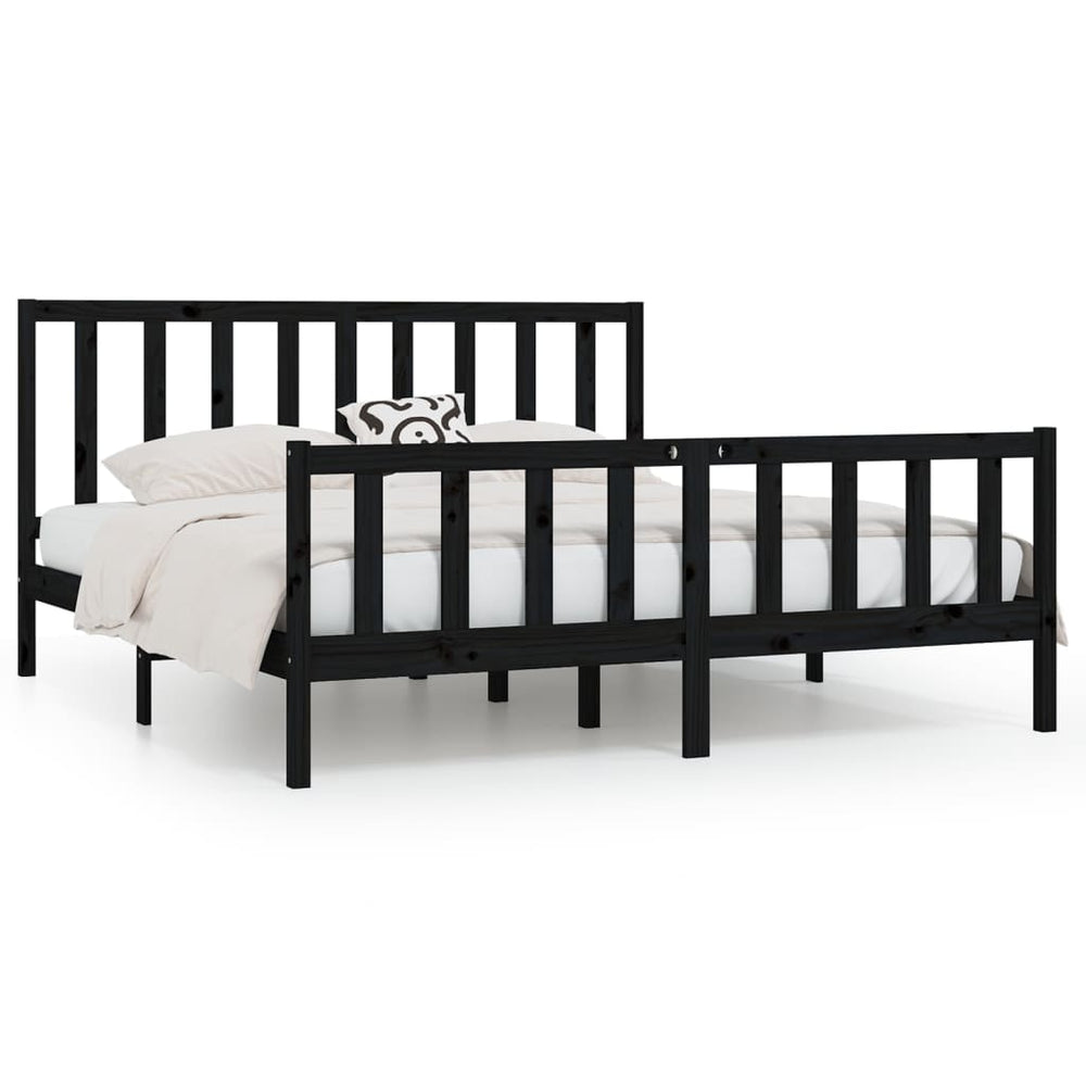 vidaXL Solid Wood Bed Black 200x200 cm