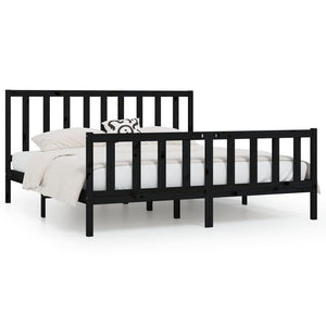 vidaXL Solid Wood Bed Black 200x200 cm