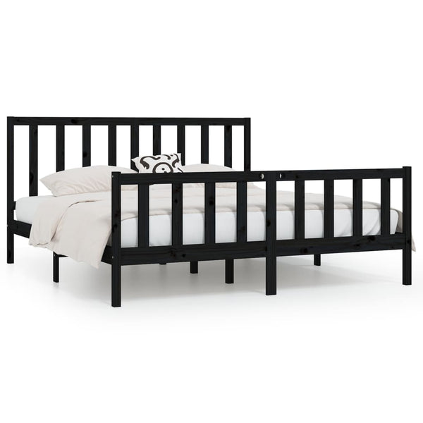 vidaXL Solid Wood Bed Black 200x200 cm