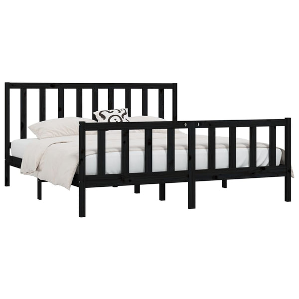 vidaXL Solid Wood Bed Black 200x200 cm