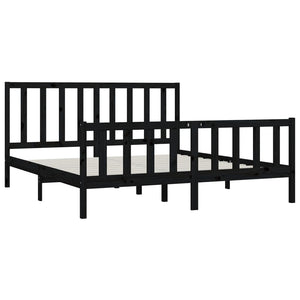 vidaXL Solid Wood Bed Black 200x200 cm