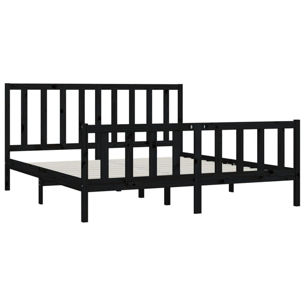 vidaXL Solid Wood Bed Black 200x200 cm