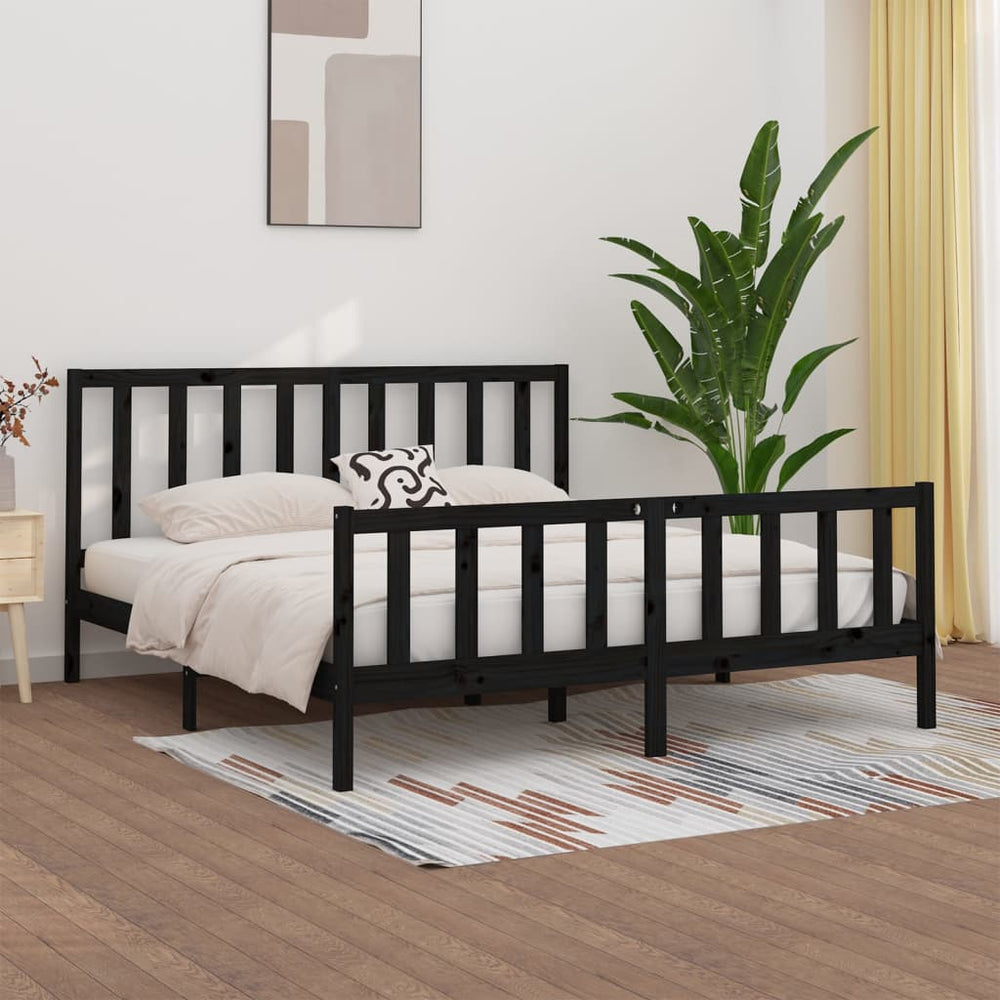 vidaXL Solid Wood Bed Black 200x200 cm